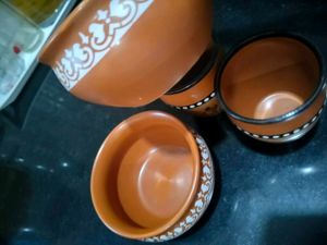 Terracotta Bowls and Cups Set