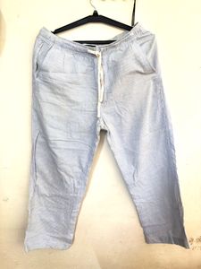 Light Blue Striped linen Pants