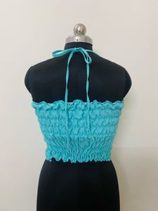 Blue Embellished Halter Top