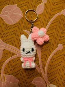 crochet miffy with flower keychain 🧶🌸