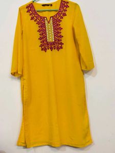 Yellow Embroidered Kurta