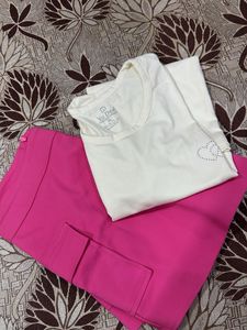 White T-Shirt xL with S Pink Skort