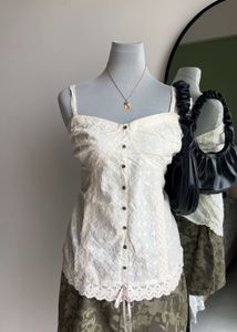 GEORGE Vintage Bow Lace Button Top