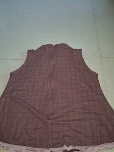 Stylish Brown Checkered Sleeveless Kurta