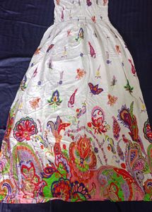 Boho Butterfly Print Strapless Maxi Dress