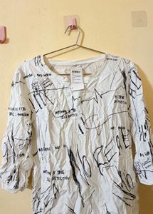 Unique Graphic Print White Top