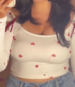 Cute Heart Print Long Sleeve Top