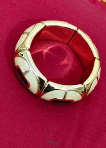 Chic Gold &amp; Cream Enamel Bangle