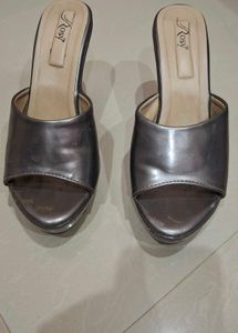 Metallic Wedge Mules