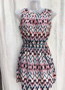 Geometric Print Sleeveless Mini Dress