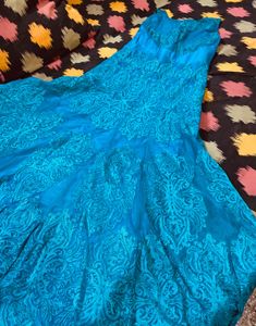 Teal Embroidered Ethnic Gown