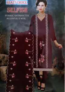 Fabric 5 Mtr Georgette With Cut Work Dupatta
