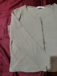Ribbed Zip-Up Top