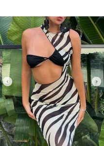 Bikini Cover Up Zebra Print Maxi Dress