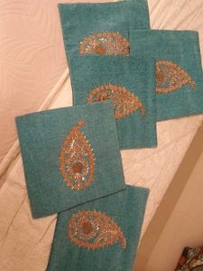5 Teal Embroidered covers