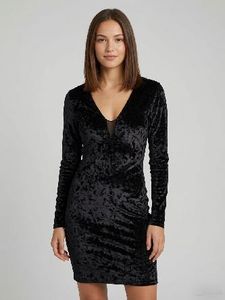 Black Velvet V-Neck Midi Dress
