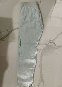 Light Blue Casual Linen Blend Pants