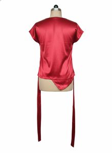 Shein Cute Asymmetrical Neck Tie-Up Extended Sleev