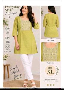 Stylish Lime Green Kurta with Neck Detail
