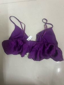 Vibrant Purple Ruffled Crop Top y2k lingerie