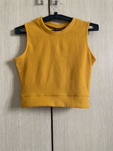 Mustard Yellow Ribbed Sleeveless Top