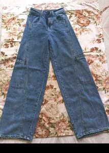 Wide Leg Blue Denim Jeans