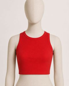 Vibrant Red Ribbed Crop Tank Top