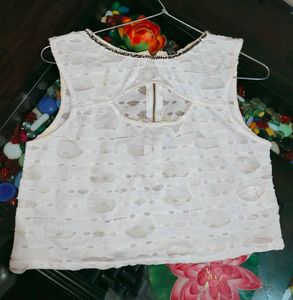 White Cut-Out Crop Top
