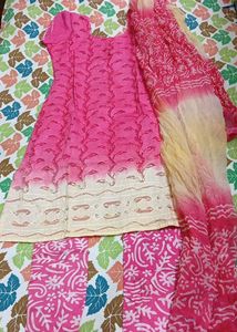 New Vibrant Pink Kurta Set with Dupatta