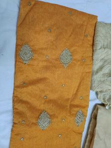 Elegant Mustard Embroidered Dress Material