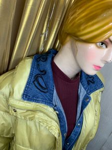Stylish Padded Jacket with Denim Detail