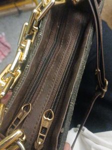 Stylish Brown Handbag with Gold Chain