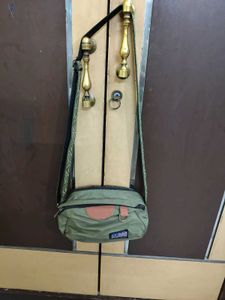 Khaki Crossbody Bag with Tan Accent