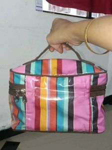 Striped Cosmetic Pouch