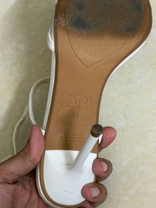 ZARA White Strappy Stilettos with dustbag