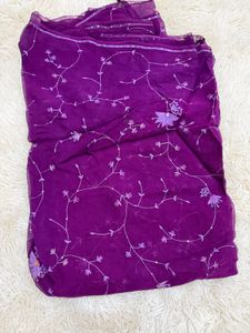 Beautiful Embroidered Purple Saree