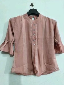 new Stylish Bell Sleeve Pink Top ( fix price)