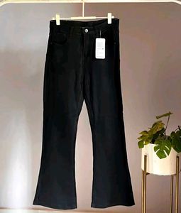 Black flared denim