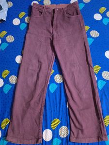 women's Brownish Maroon Wide Jeans