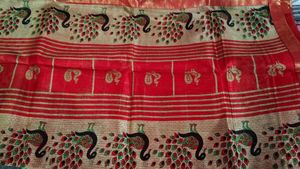 Red Saree with Peacock designing