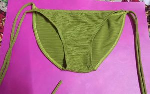 Olive Green Textured Bikini Bottom