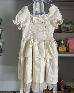 Jacquard Lace Trimmed Cottagecore Dress