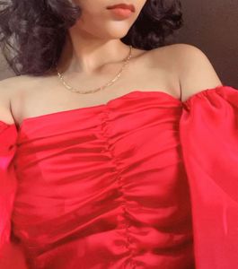 Stylish Pink Puff Sleeve off-shoulder Crop Top
