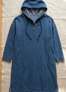 Premium USA Style Hooded Denim Dress with Pockets