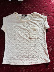 Slef Embroidery White T Shirt