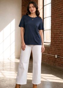 Navy Blue Off Shoulder T-Shirt | Casual Stylish To