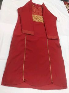 Red Embroidered Kurta