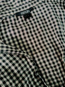 Black &amp; White Checked Longline Shirt Dress | Casua