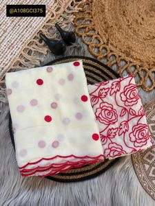 Polka dotted White Saree