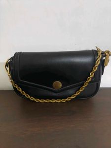Chic Black Crossbody Bag with Gold Chain